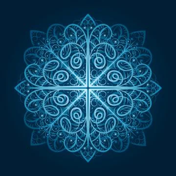 Vector highly detailed blue snowflake Illustrazione stock