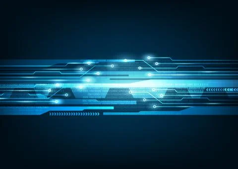 Vector Hight Digital Line and Futuristic Circuit Board on Blue background Stock Illustration