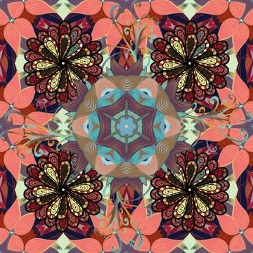 Vector Hip fabric pattern. Seamless Vintage Flower Pattern. Illustrazione stock