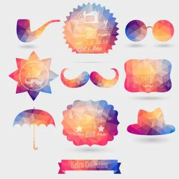Vector hipster background made of geometric pattern. retro labels design. squ Stock Illustration