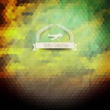 Vector hipster badge. sunset. sky. clouds. retro label design with airplane.  Stock Illustration