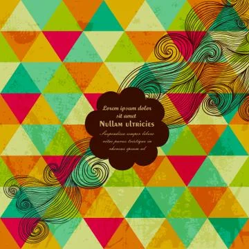 Vector hipster banner made of triangles. retro label design. square compositi Stock Illustration