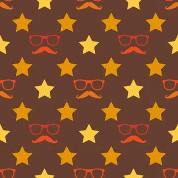 Vector hipster moustache and spectacles seamless pattern Illustrazione stock