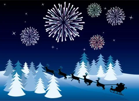 Vector holiday background with santa Stock Illustration