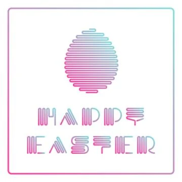 Vector holiday background with striped stylish font and Easter egg. Colorful Иллюстрация