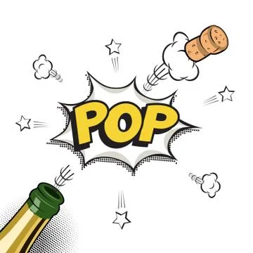 Vector holiday element in comic book or manga style. Champagne bottle with Stock Illustration