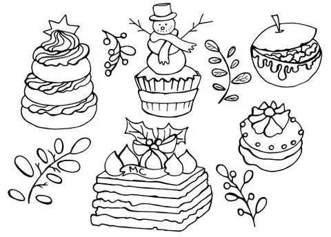 Vector holiday elements for coloring book Stock Illustration