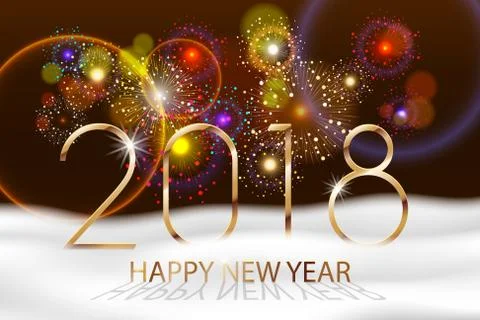 Vector Holiday Fireworks Background. Happy New Year 2018. Seasons greetings Stock Illustration