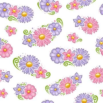 Vector Holiday Flowers Seamless Pattern Stock Illustration