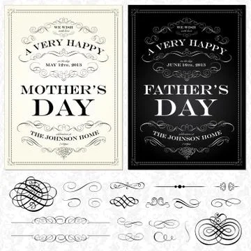 Vector holiday frame and ornament set Illustrazione stock