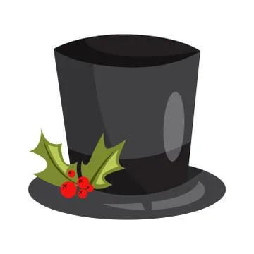 Vector holiday icon of red hat with mistletoe Stock Illustration