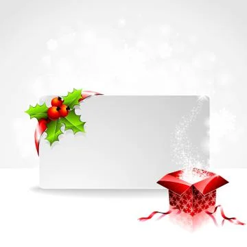 Vector holiday illustration on a Christmas theme with gift box and clear bann Stock Illustration