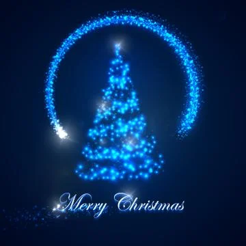 Vector holiday illustration of  Christmas tree. shiny lights sparkles, and Stock Illustration