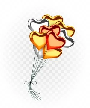 Vector holiday illustration of flying bunch of pink balloon hearts. Happy Val Stock Illustration