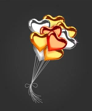 Vector holiday illustration of flying bunch of pink balloon hearts. Happy Val Stock Illustration