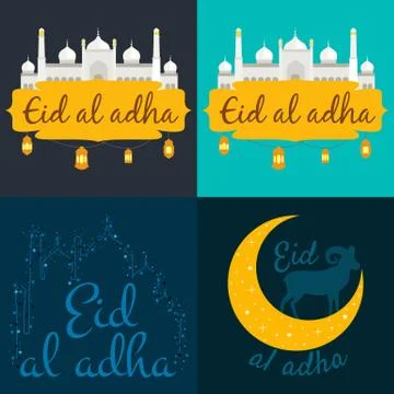 Vector holiday named Eid Al Adha/ Festival of Sacrifice label. lettering co.. Stock Illustration