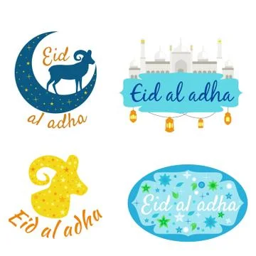 Vector holiday named Eid Al Adha/ Festival of Sacrifice label. lettering co.. Stock Illustration