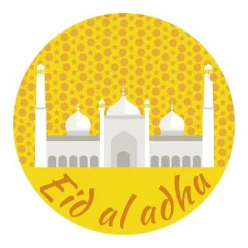 Vector holiday named Eid Al Adha Festival of Sacrifice label. lettering com.. Illustrazione stock