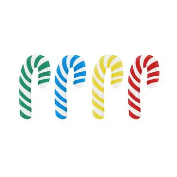 Vector holiday red, blue, green and yellow candy cane collection Stock Illustration