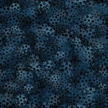 Vector holiday texture, seamless winter pattern with camo snowflakes Stock Illustration