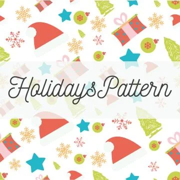 Vector Holidays seamless pattern with Christmas, New Year design elements イラスト素材