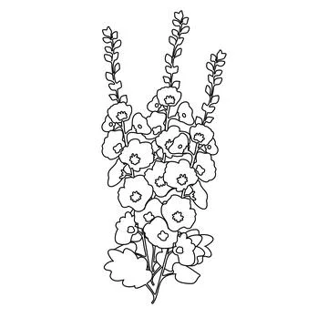 Vector hollyhocks bunch Stock Illustration