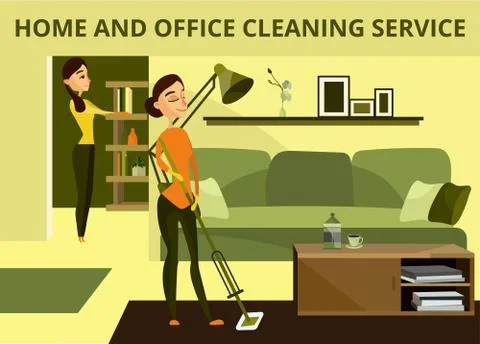 Vector home and office cleaning service concept banner Stock Illustration