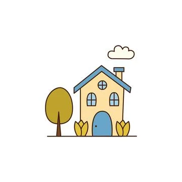 Vector Home facade with doors and windows icon. Vector Apartment in a townhouse Stock Illustration