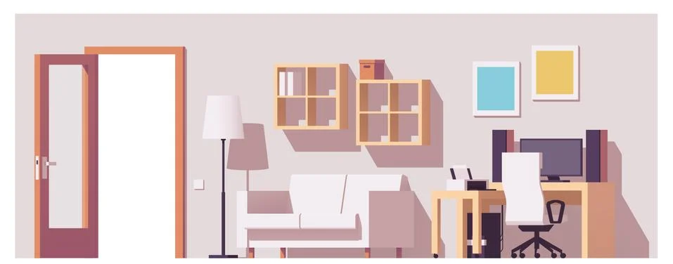 Vector home office interior Stock Illustration