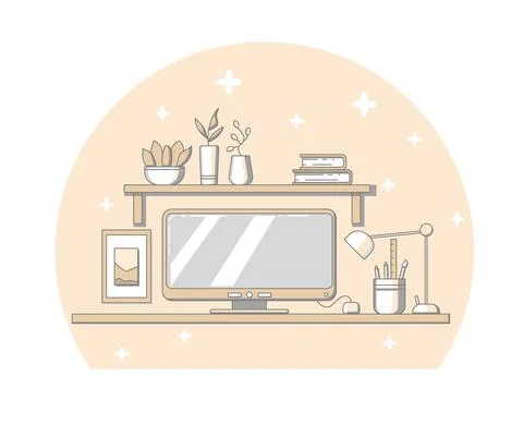 Vector home workspace Stock Illustration