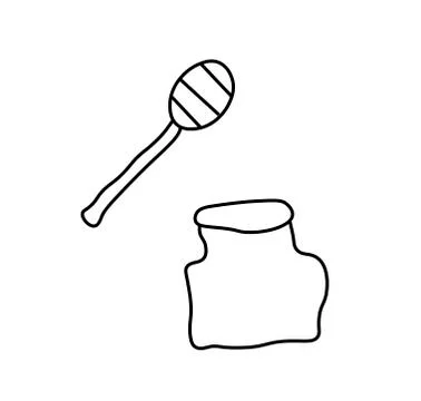 Vector honey with a black line. Simple food and cooking illustration Stock Illustration