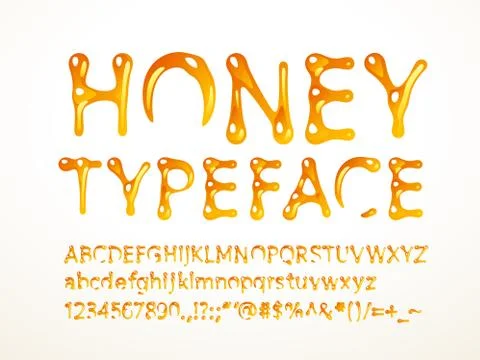 Vector honey typeface Иллюстрация