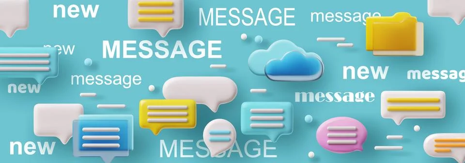 Vector horizontal 3D illustration with the image of empty speech bubbles of the Stock Illustration