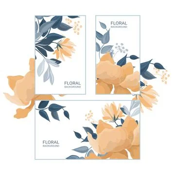 Vector horizontal and vertical banners with yellow-orange flowers and blue-green Stock Illustration
