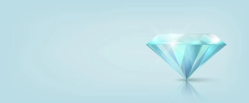 Vector Horizontal Banner with 3d Realistic Blue Transparent Triangular Glowing Illustrazione stock