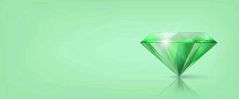 Vector Horizontal Banner with 3d Realistic Green Transparent Triangular Glowing Ilustración de archivo