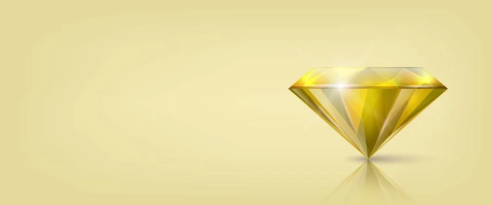 Vector Horizontal Banner with 3d Realistic Yellow Transparent Triangular Glowing Stock Illustration