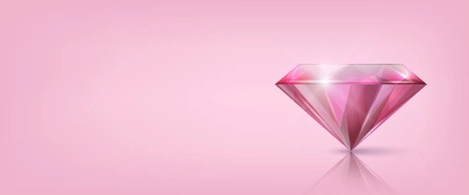 Vector Horizontal Banner with 3d Realistic Pink Transparent Triangular Glowing イラスト素材