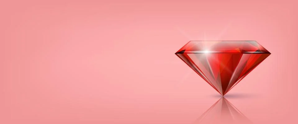 Vector Horizontal Banner with 3d Realistic Red Transparent Triangular Glowing Ilustração Stock