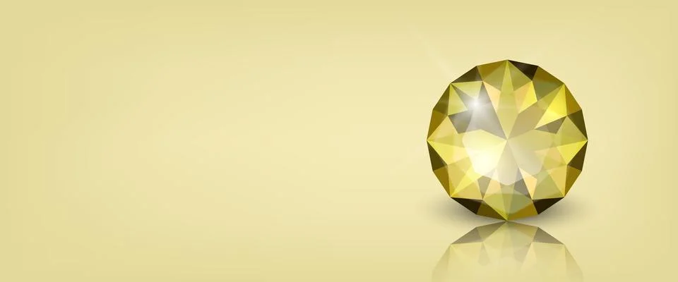 Vector Horizontal Banner with 3d Realistic Yellow Transparent Round Glowing Stock Illustration