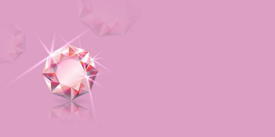 Vector horizontal banner with 3d realistic precious round sparkling stone Stock Illustration