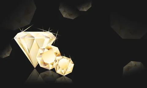 Vector horizontal banner with 3d realistic precious round sparkling stones Stock Illustration