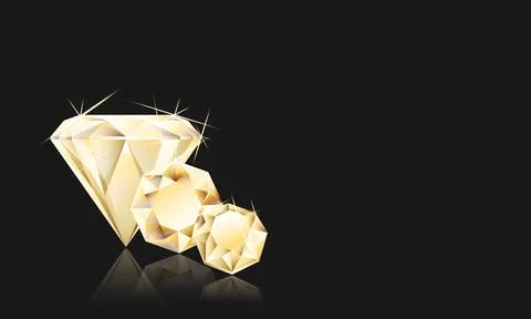 Vector horizontal banner with 3d realistic precious sparkling stones, diamonds Stock Illustration