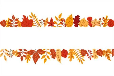 Vector horizontal banner with autumn leaves Stock Illustration
