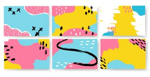 Vector horizontal banner set memphis colorful style. Stock Illustration