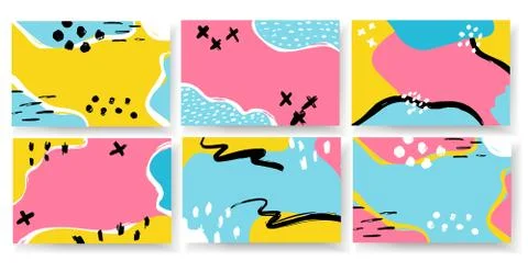 Vector horizontal banner set memphis colorful style. Stock Illustration