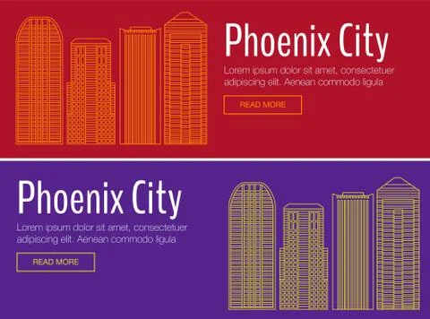 Vector horizontal banners of city Stock Illustration
