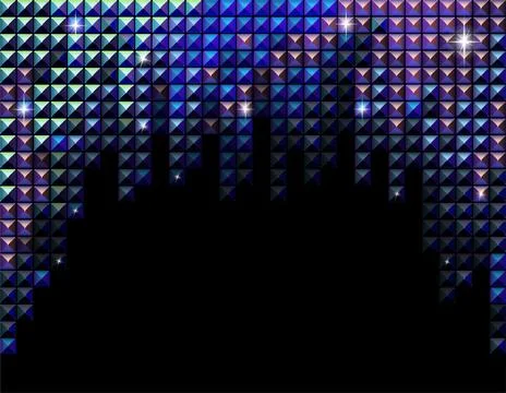 Vector horizontal blue rhinestone mosaic background Stock Illustration