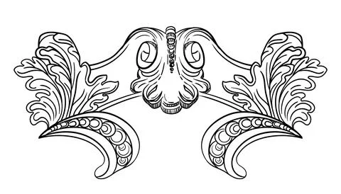 Vector horizontal design element floral decorative monogram Stock Illustration