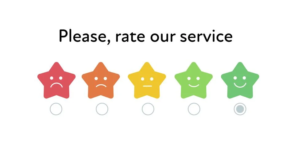 Vector horizontal mood tracker set of star shape smile. Stock Illustration